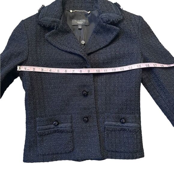 Talbots Metallic Tweed Blazer Jacket with Embellished Buttons Size 2P - Picture 13 of 16